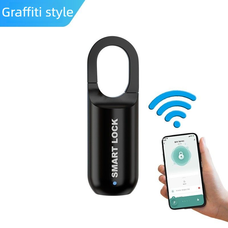 Smart Fingerprint Padlock Portable Luggage Lock Type C Rechargeable Anti Theft Travel Bag Lock-black - Image 1