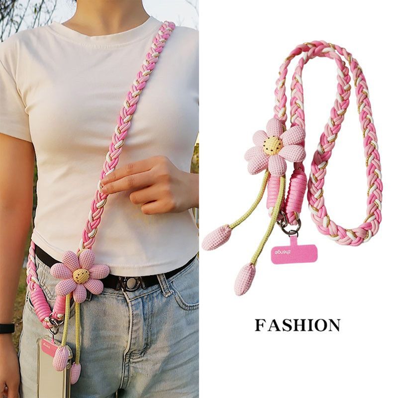 1PC Crossbody Phone Strap, Adjustable Anti-Theft Phone Lanyard, Unisex, Essential for Travel,Pink and white - Image 3