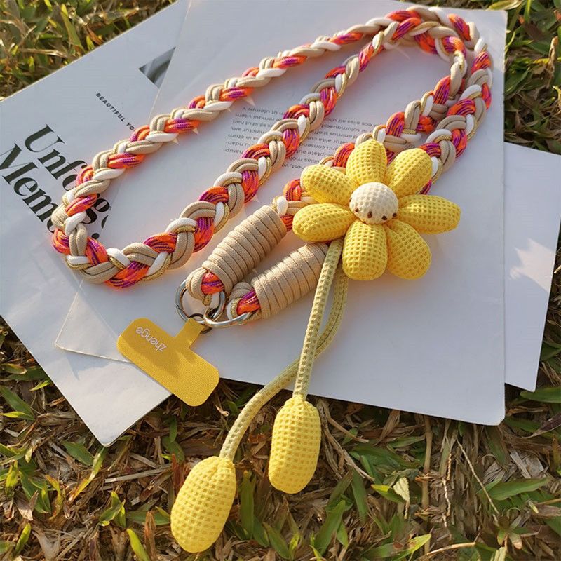 1PC Crossbody Phone Strap, Adjustable Anti-Theft Phone Lanyard, Unisex, Essential for Travel,Orange and white - Image 1