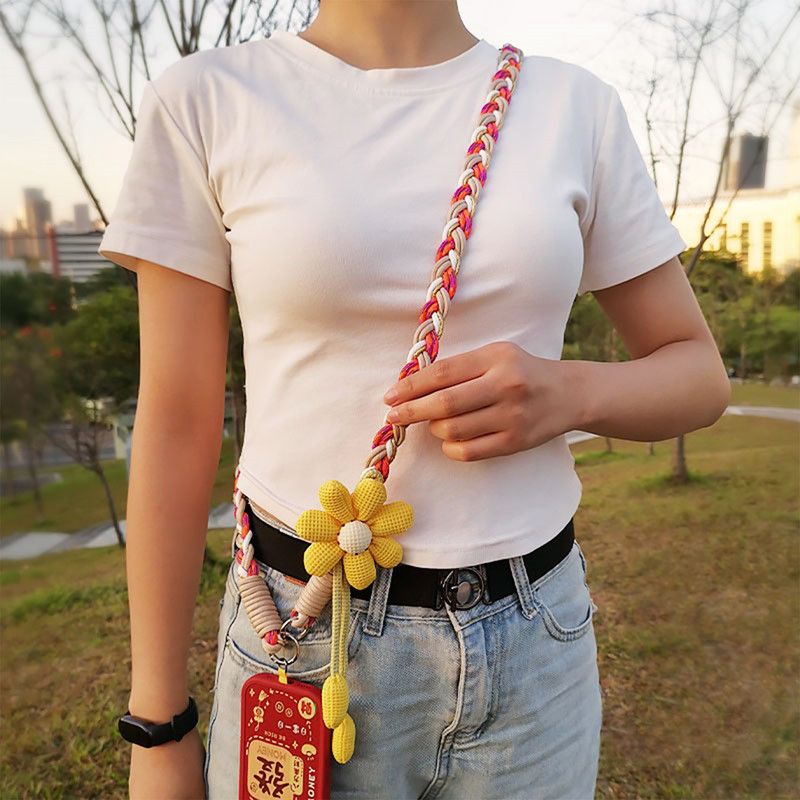 1PC Crossbody Phone Strap, Adjustable Anti-Theft Phone Lanyard, Unisex, Essential for Travel,Orange and white - Image 2