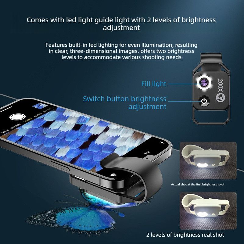 HD 200x Portable Microscope Lens for Smartphones – Kids Educational Science Toy, Biological Experiment Tool with CPL Filter - Image 2
