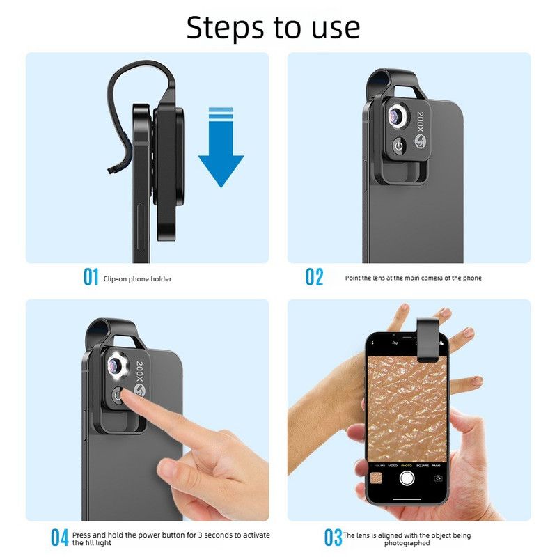 HD 200x Portable Microscope Lens for Smartphones – Kids Educational Science Toy, Biological Experiment Tool with CPL Filter - Image 3
