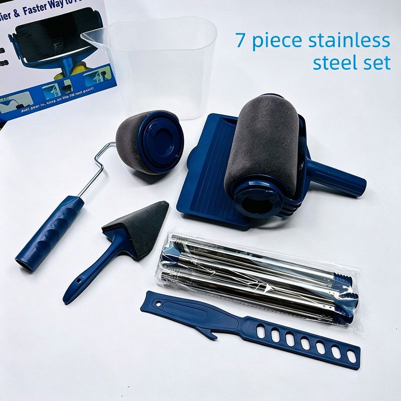 7Pcs Seamless Sponge Paint Roller Kit Multi Purpose Home Wall Painting Decorating Tools Set - Image 1