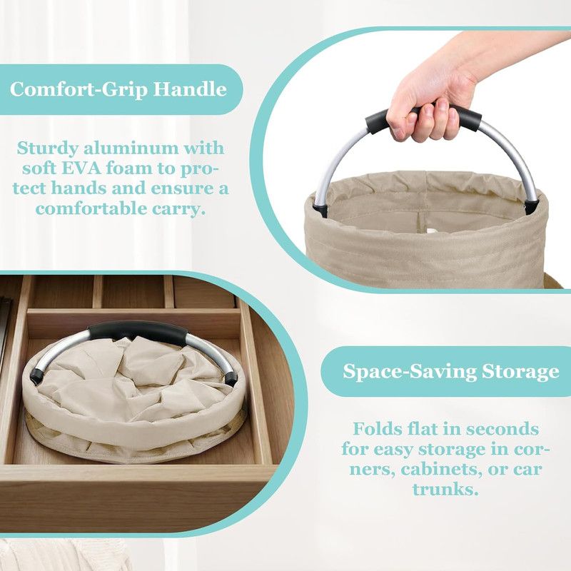 Garden Tool Organizer Bag 17L Collapsible Tool Bag Foldable Tool Organizer Outdoor Camping Portable Shower Caddy Cleaning Supply Caddy with Handle for Home Bathroom Storage Bath Wash Bag（khaki） - Image 4