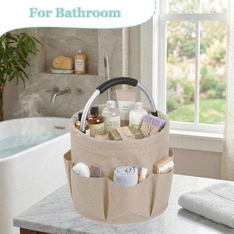 Garden Tool Organizer Bag 17L Collapsible Tool Bag Foldable Tool Organizer Outdoor Camping Portable Shower Caddy Cleaning Supply Caddy with Handle for Home Bathroom Storage Bath Wash Bag（khaki） - Image 7