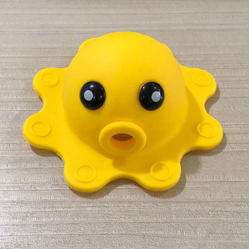 Octopus Shape Silicone Drain Hair Catcher, Bath Tub Sink Drain Filter Cover, Anti Clog Shower Drain Protector, Reusable Bathroom Hair Stopper-Yellow - Image 1