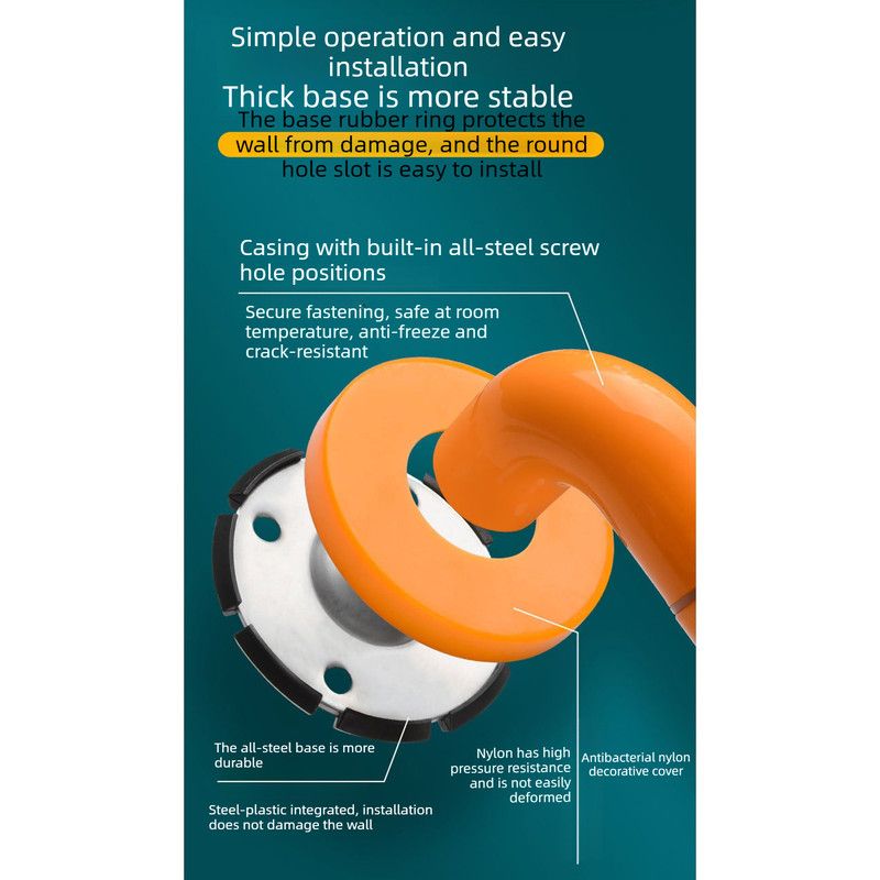 50cm Non Slip Bathroom Grab Bar Safety Handrail for Elderly Shower Toilet Wall Mount Support Handle Anti Fall - Image 6
