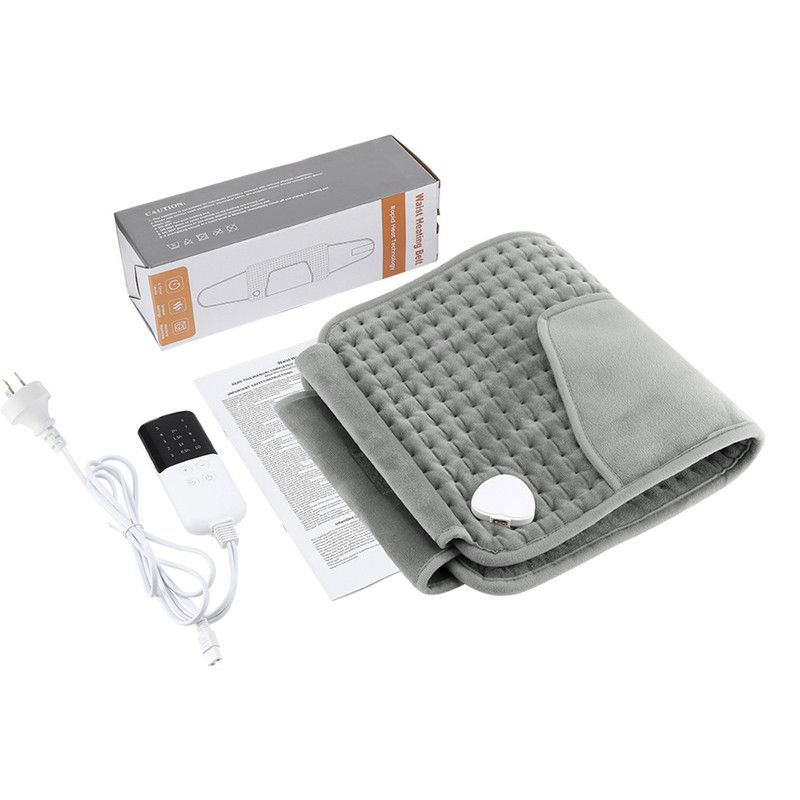 Electric Heating Waist Belt with Hand Warmer Pocket, 10 Heat Levels & 4 Timer Auto Off, Soft Plush Thermal Heating Pad for Back Abdomen Shoulder-Gray - Image 1