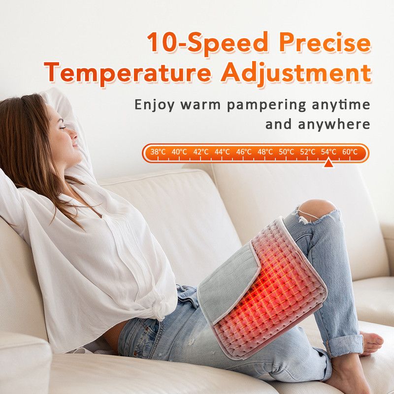 Electric Heating Waist Belt with Hand Warmer Pocket, 10 Heat Levels & 4 Timer Auto Off, Soft Plush Thermal Heating Pad for Back Abdomen Shoulder-Gray - Image 5