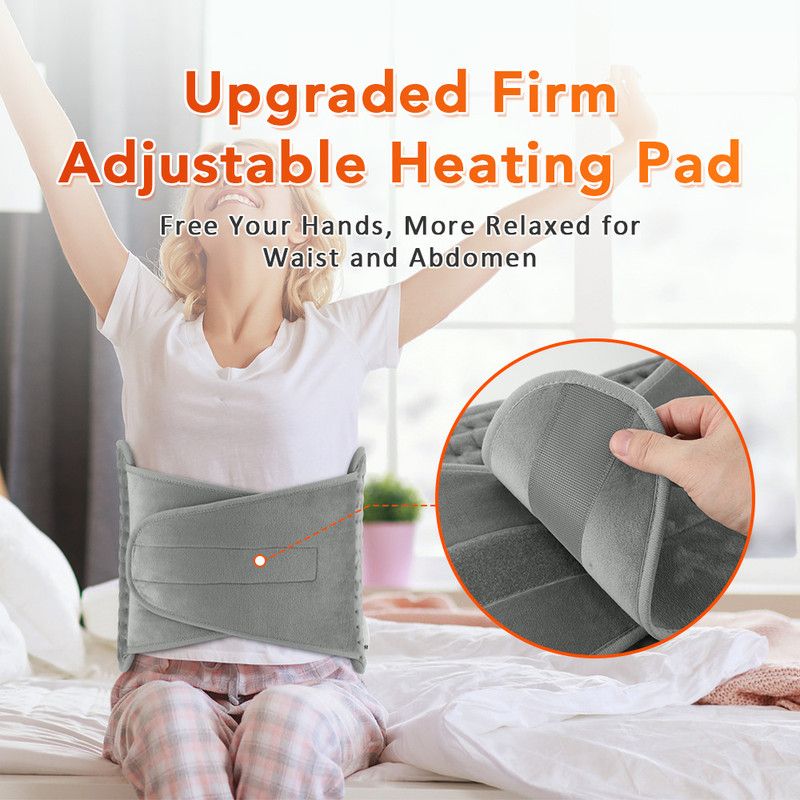 Electric Heating Waist Belt with Hand Warmer Pocket, 10 Heat Levels & 4 Timer Auto Off, Soft Plush Thermal Heating Pad for Back Abdomen Shoulder-Gray - Image 7