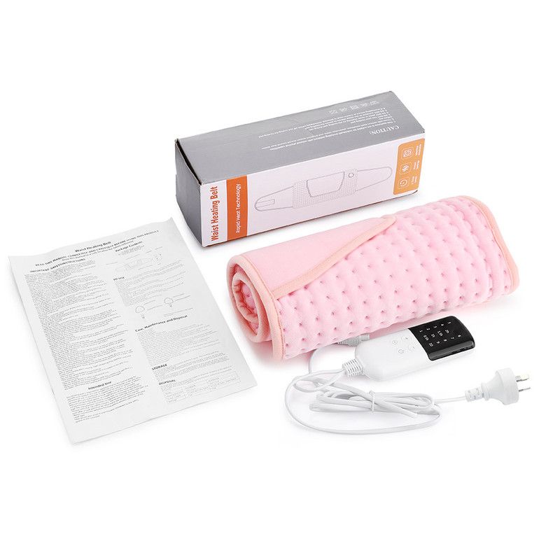 Electric Heating Waist Belt with Hand Warmer Pocket, 10 Heat Levels & 4 Timer Auto Off, Soft Plush Thermal Heating Pad for Back Abdomen Shoulder-Pink - Image 1