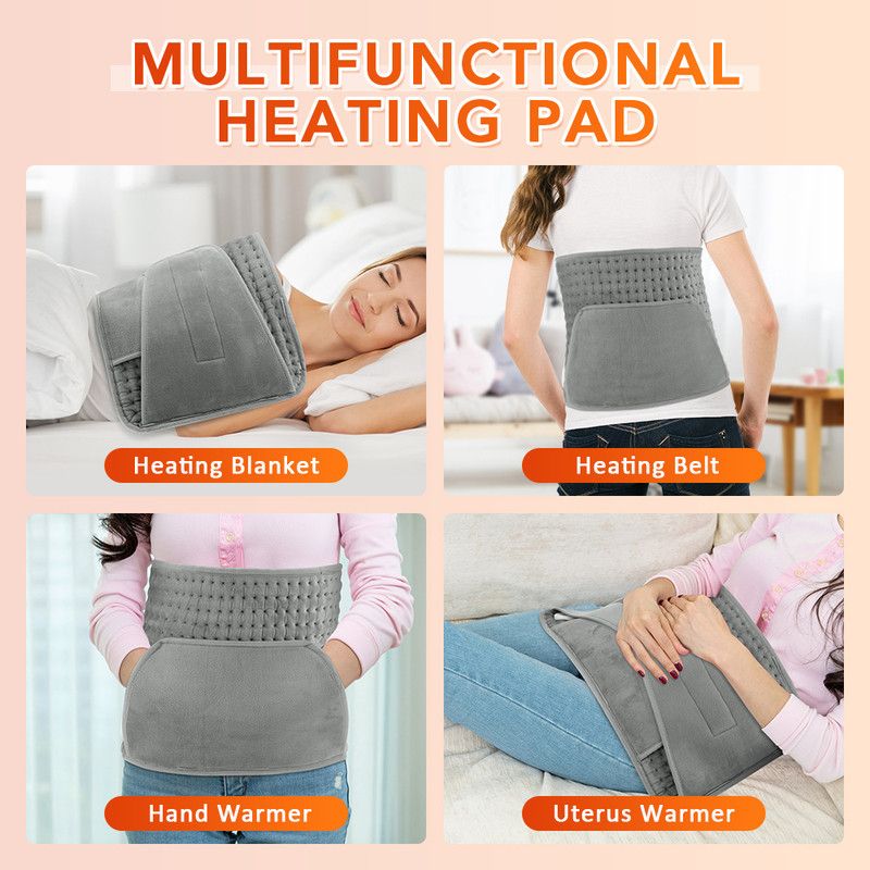 Electric Heating Waist Belt with Hand Warmer Pocket, 10 Heat Levels & 4 Timer Auto Off, Soft Plush Thermal Heating Pad for Back Abdomen Shoulder-Pink - Image 2