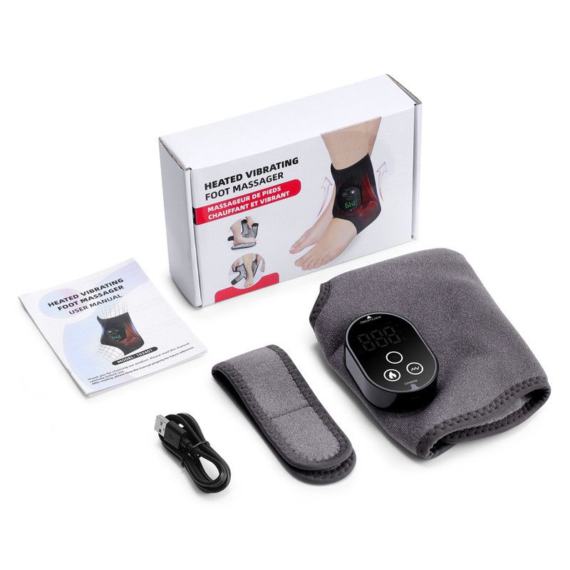 Wireless Heated Vibration Ankle Foot Massager Single Unit, 3 Vibration Modes 5 Heat Levels Rechargeable Massaging Wrap for Ankle Relief - Image 1