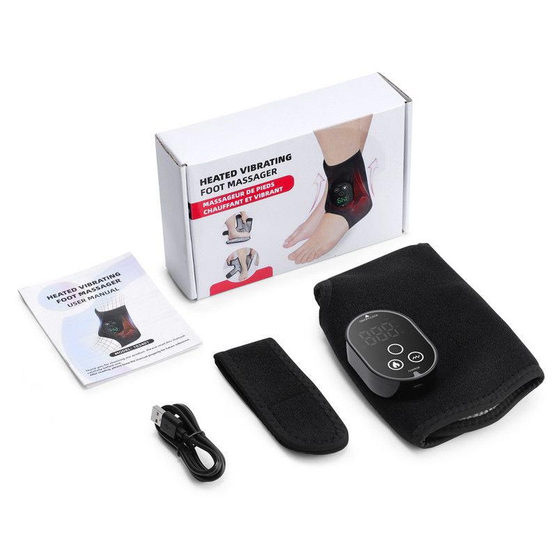 Wireless Heated Vibration Ankle Foot Massager Single Unit, 3 Vibration Modes 5 Heat Levels Rechargeable Massaging Wrap for Ankle Relief - Image 1