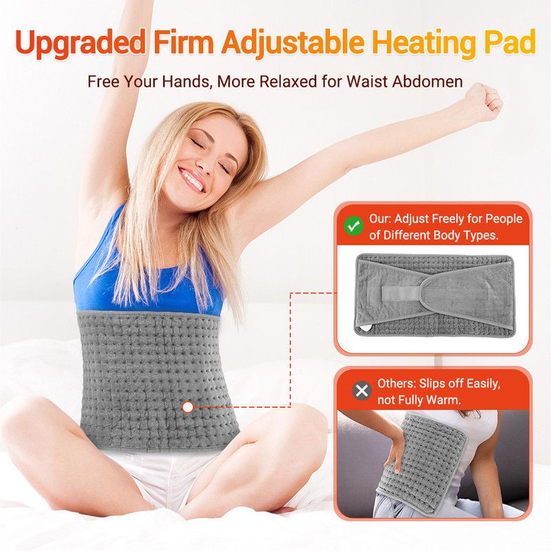 Electric Heating Waist Wrap Belt 9 Heat Levels 4 Timer Auto Off, Soft Plush Thermal Heating Pad for Back Abdomen Shoulder Relief - Image 2