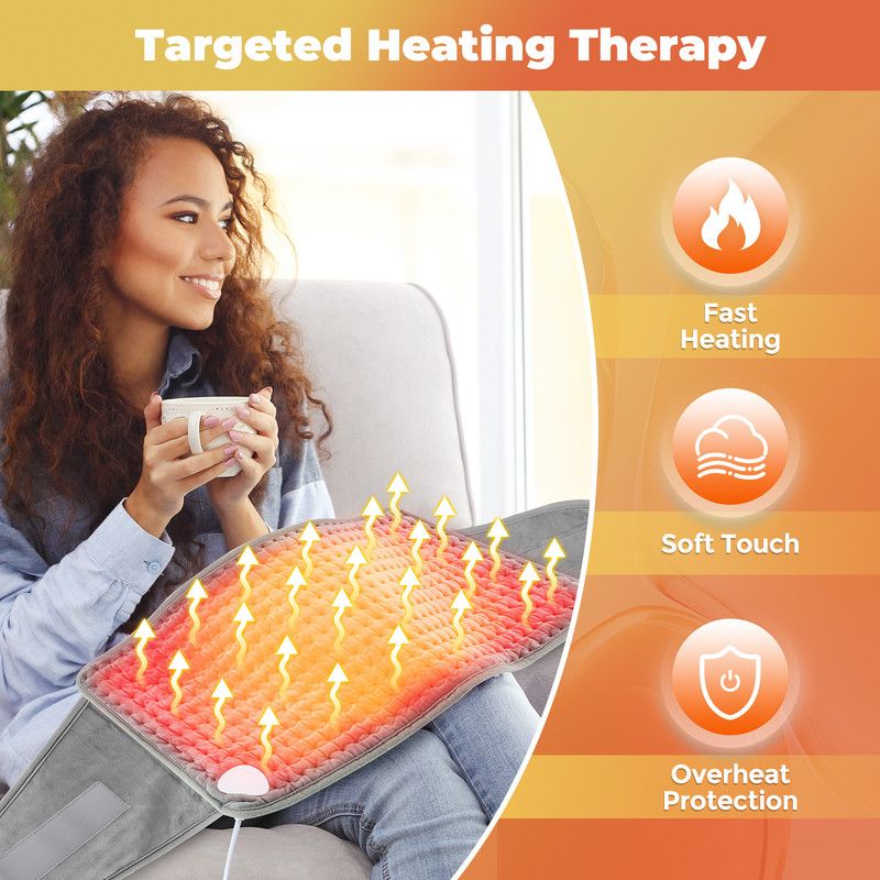 Electric Heating Waist Wrap Belt 9 Heat Levels 4 Timer Auto Off, Soft Plush Thermal Heating Pad for Back Abdomen Shoulder Relief - Image 3