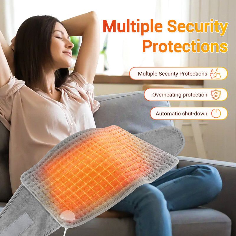 Electric Heating Waist Wrap Belt 9 Heat Levels 4 Timer Auto Off, Soft Plush Thermal Heating Pad for Back Abdomen Shoulder Relief - Image 4