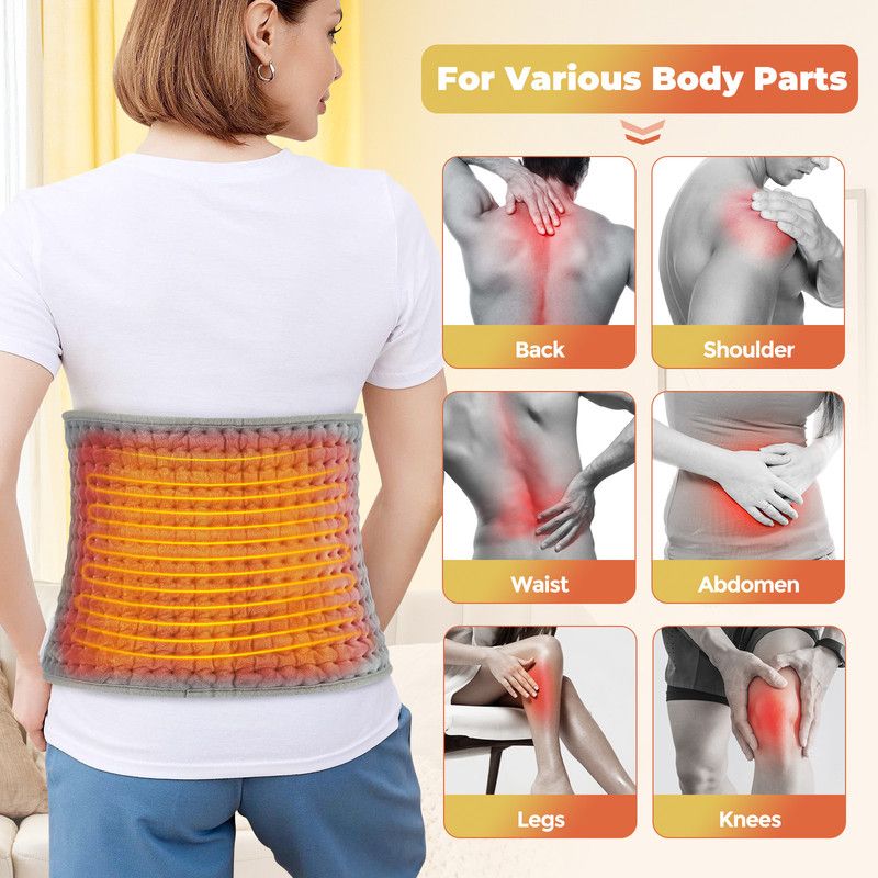 Electric Heating Waist Wrap Belt 9 Heat Levels 4 Timer Auto Off, Soft Plush Thermal Heating Pad for Back Abdomen Shoulder Relief - Image 5