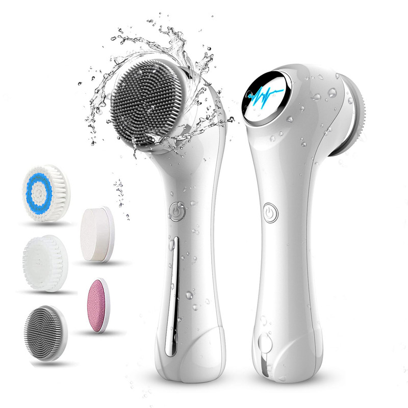Multifunctional Electric Facial Cleanser - 6-in-1 Electric Facial Cleanser - Home Beauty Device - IPX7 Waterproof - 5 Brush Heads - Hot Compress Facial Cleanser - Image 1
