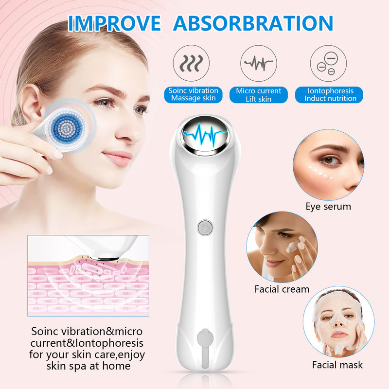 Multifunctional Electric Facial Cleanser - 6-in-1 Electric Facial Cleanser - Home Beauty Device - IPX7 Waterproof - 5 Brush Heads - Hot Compress Facial Cleanser - Image 5