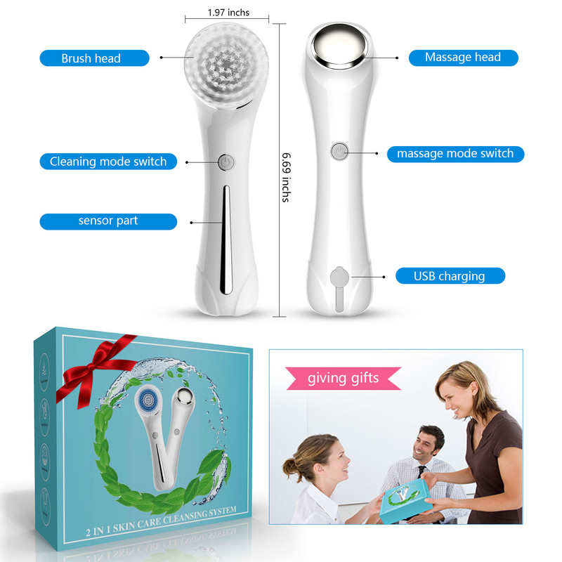 Multifunctional Electric Facial Cleanser - 6-in-1 Electric Facial Cleanser - Home Beauty Device - IPX7 Waterproof - 5 Brush Heads - Hot Compress Facial Cleanser - Image 6