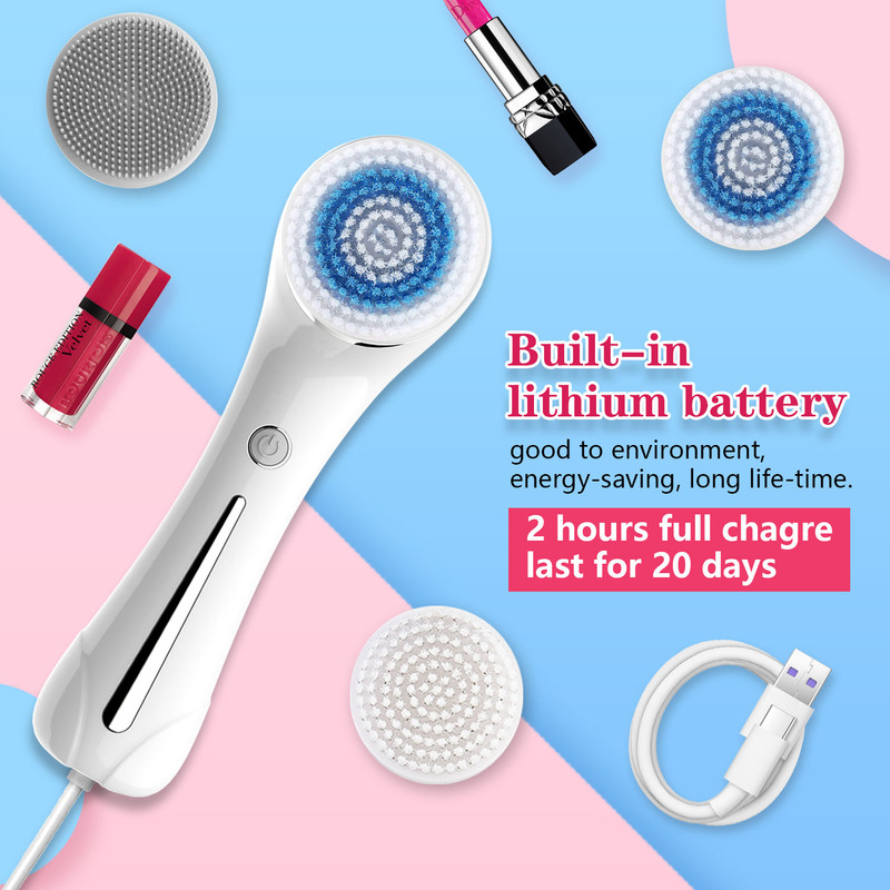 Multifunctional Electric Facial Cleanser - 6-in-1 Electric Facial Cleanser - Home Beauty Device - IPX7 Waterproof - 5 Brush Heads - Hot Compress Facial Cleanser - Image 7