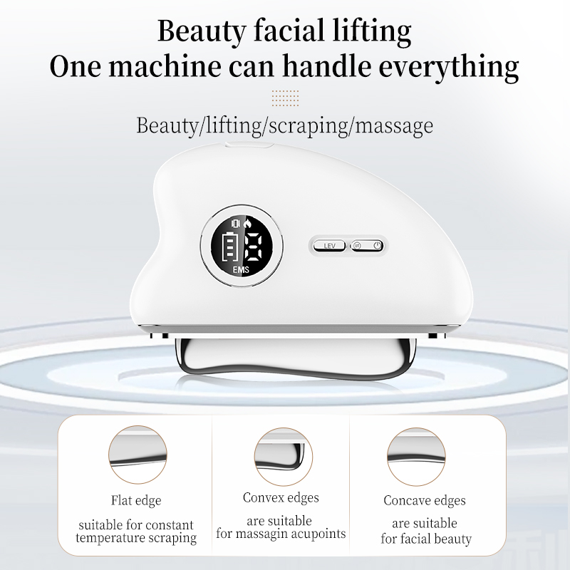 3-Speed Adjustable Smart Gua Sha Device - Photon Skin Rejuvenation Beauty Tool - EMS Microcurrent Lifting - Facial Massage Beauty Device - Constant-Temperature Gua Sha Beauty Device - Smart Digital Electric Gua Sha Board - Home Facial Care Tool - White - Image 2