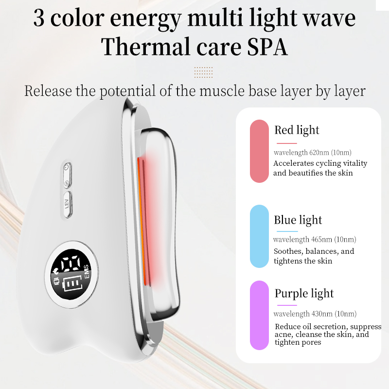 3-Speed Adjustable Smart Gua Sha Device - Photon Skin Rejuvenation Beauty Tool - EMS Microcurrent Lifting - Facial Massage Beauty Device - Constant-Temperature Gua Sha Beauty Device - Smart Digital Electric Gua Sha Board - Home Facial Care Tool - White - Image 4