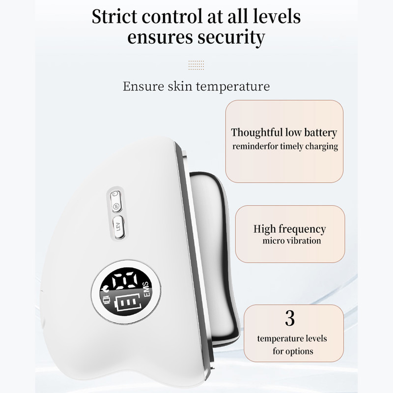3-Speed Adjustable Smart Gua Sha Device - Photon Skin Rejuvenation Beauty Tool - EMS Microcurrent Lifting - Facial Massage Beauty Device - Constant-Temperature Gua Sha Beauty Device - Smart Digital Electric Gua Sha Board - Home Facial Care Tool - White - Image 5