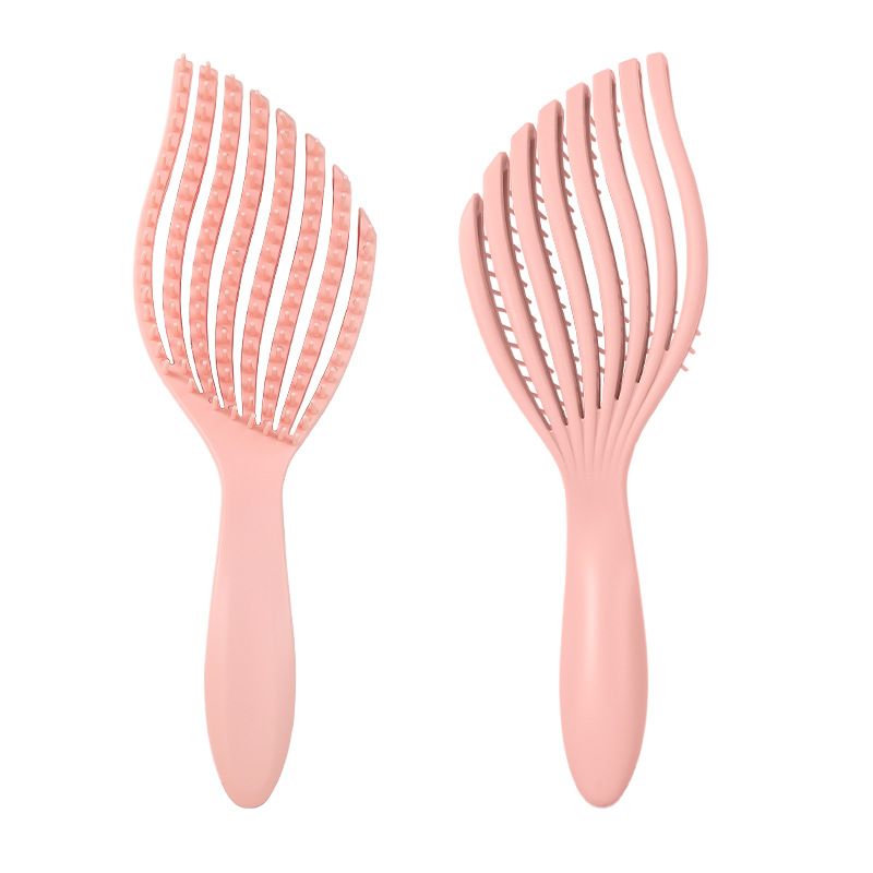 1PC Mermaid Fish Bone Brush – Wet & Dry Detangling Brush – High-Elasticity Wide-Tooth Comb, Tangle-Free – Volumizing Styling Brush for Women with Long or Curly Hair,Pink. - Image 1