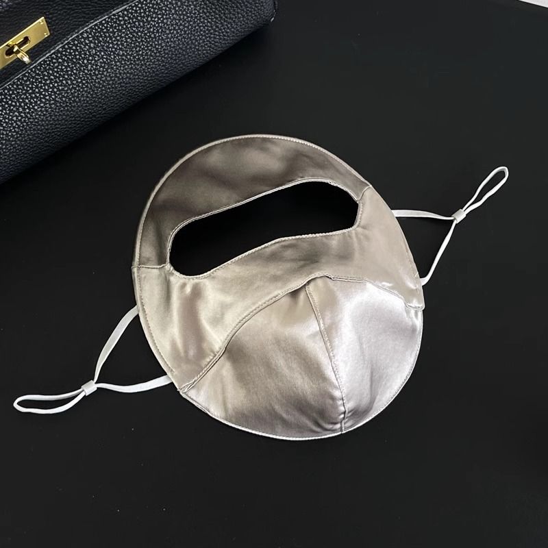 Mulberry Silk Sun Protection Face Mask – UV Blocking Breathable Dust Mask for Outdoor Cycling (Short Style, Gray) - Image 1