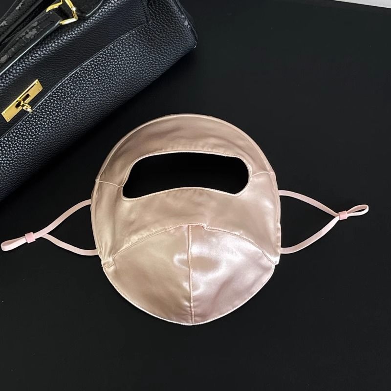Mulberry Silk Sun Protection Face Mask – UV Blocking Breathable Dust Mask for Outdoor Cycling (Short Style, Pink) - Image 1