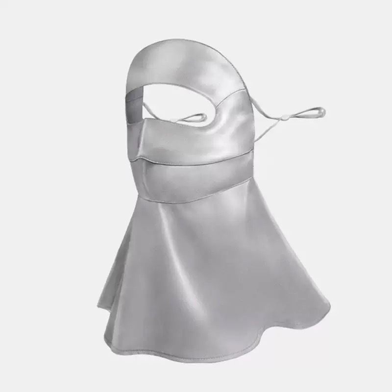 Long-Style Neck-Covering Silk Sun Protection Mask – Full-Face UV Blocking Mask for Cycling and Outdoor Activities (Gray) - Image 1