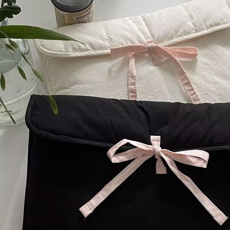 1PC Ballet Pink Bow Quilted Laptop & Tablet Sleeve – Fits 13–14 inch – White - Image 4