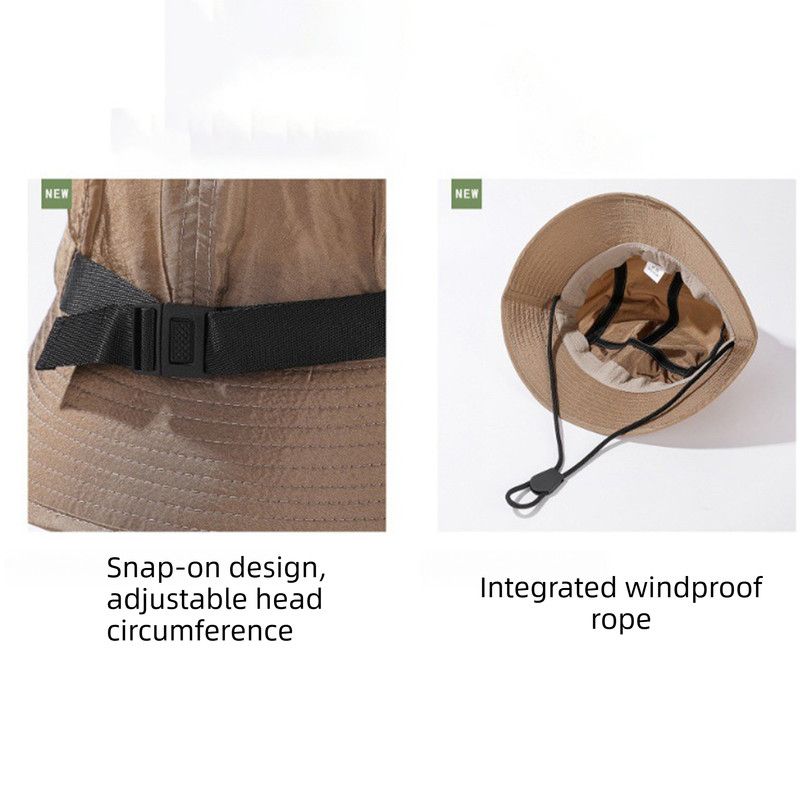 Unisex Quick-Dry Waterproof Bucket Hat – Outdoor Sun Protection Visor Hat – Khaki - Image 2