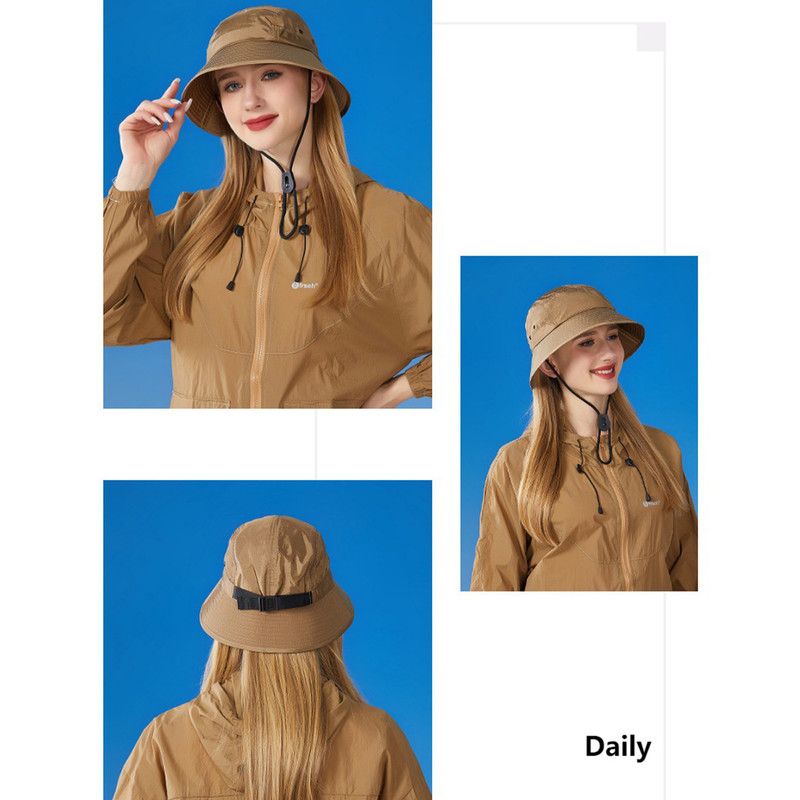 Unisex Quick-Dry Waterproof Bucket Hat – Outdoor Sun Protection Visor Hat – Khaki - Image 4