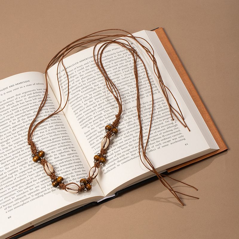 Boho Cowrie Shell Wooden Bead Macrame Waist Belt Adjustable Fringe Drawstring Ethnic Beach Dress Sash - Image 1