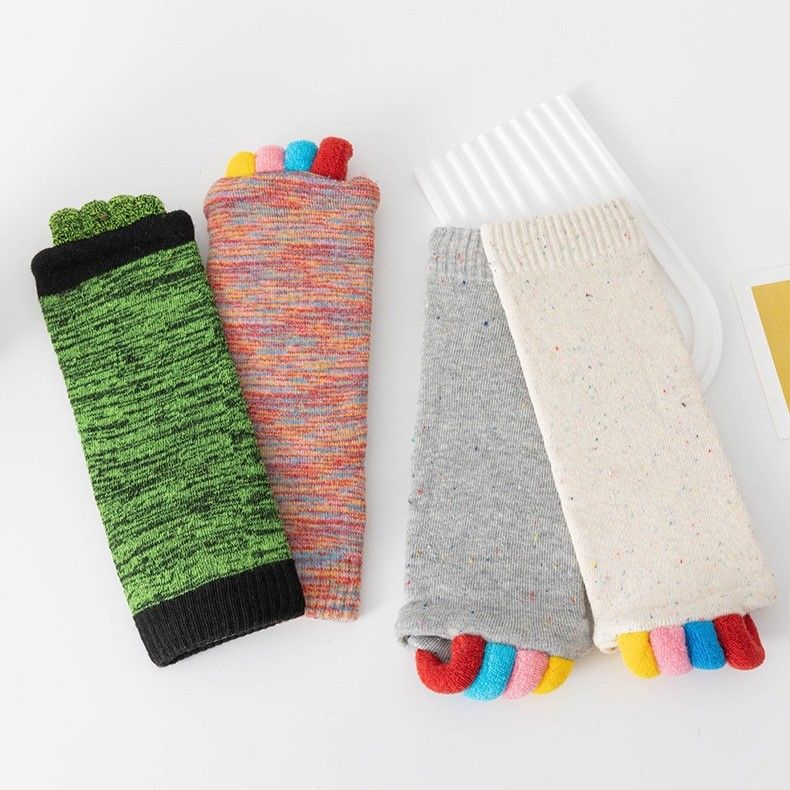 Five Toe Separator Yoga Socks Non Slip Open Toe Pilates Barre Foot Socks Breathable Stretch Studio Workout Socks-Pink - Image 3