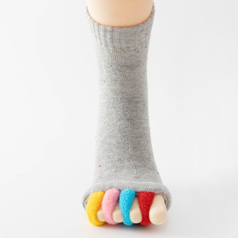 Five Toe Separator Yoga Socks Non Slip Open Toe Pilates Barre Foot Socks Breathable Stretch Studio Workout Socks-Gray - Image 2