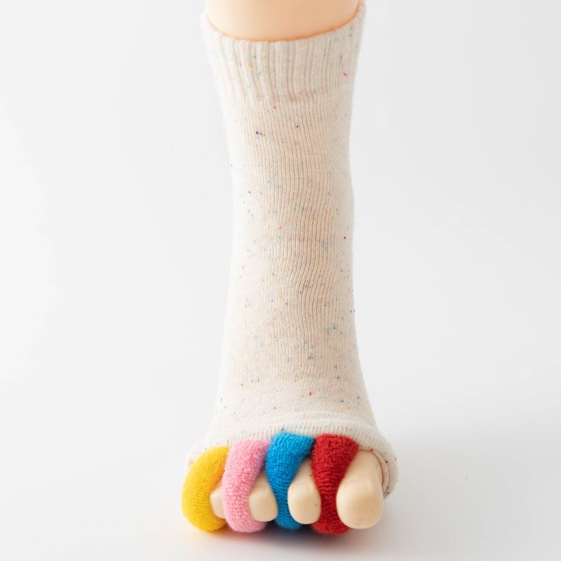 Five Toe Separator Yoga Socks Non Slip Open Toe Pilates Barre Foot Socks Breathable Stretch Studio Workout Socks-White - Image 1