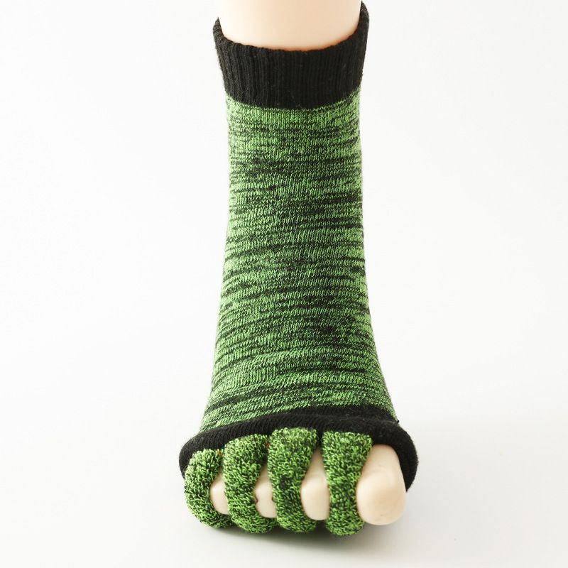 Five Toe Separator Yoga Socks Non Slip Open Toe Pilates Barre Foot Socks Breathable Stretch Studio Workout Socks-Green - Image 1