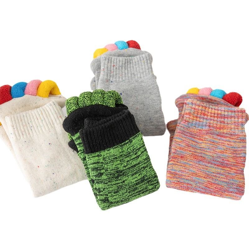 Five Toe Separator Yoga Socks Non Slip Open Toe Pilates Barre Foot Socks Breathable Stretch Studio Workout Socks-Green - Image 2