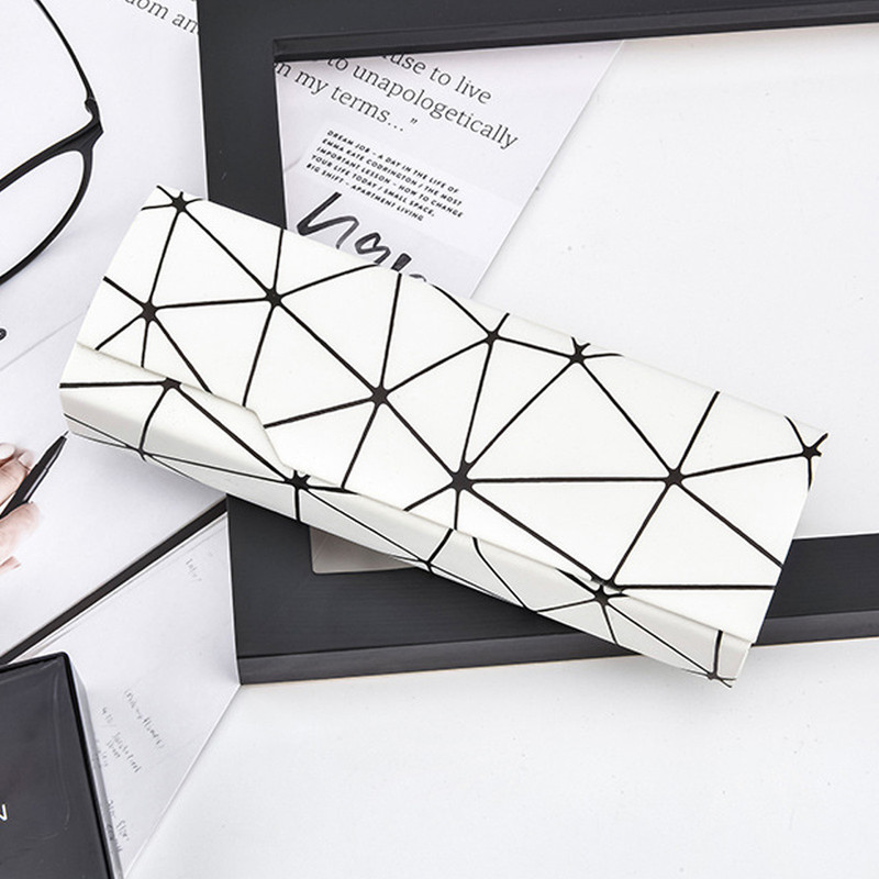 Premium Eyeglass Case - Retro Japanese Style - Sunglass Storage - Fashionable Geometric Pattern - Stylish Eyeglass Case - Durable and Shock-Resistant - Unisex - White - Image 1