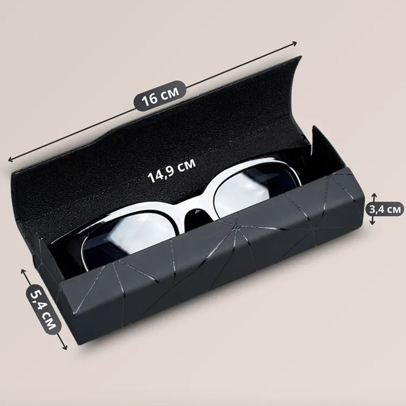 Premium Eyeglass Case - Retro Japanese Style - Sunglass Storage - Fashionable Geometric Pattern - Stylish Eyeglass Case - Durable and Shock-Resistant - Unisex - Black - Image 2
