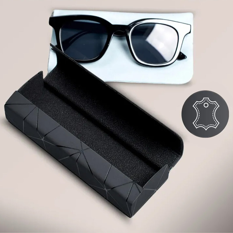 Premium Eyeglass Case - Retro Japanese Style - Sunglass Storage - Fashionable Geometric Pattern - Stylish Eyeglass Case - Durable and Shock-Resistant - Unisex - Black - Image 3