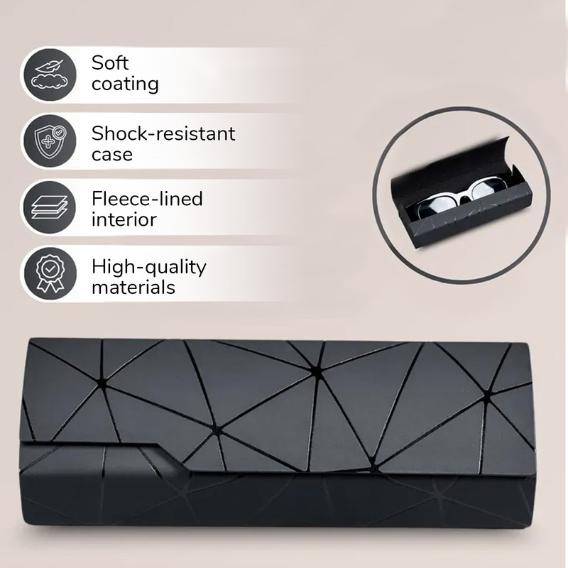 Premium Eyeglass Case - Retro Japanese Style - Sunglass Storage - Fashionable Geometric Pattern - Stylish Eyeglass Case - Durable and Shock-Resistant - Unisex - Black - Image 4