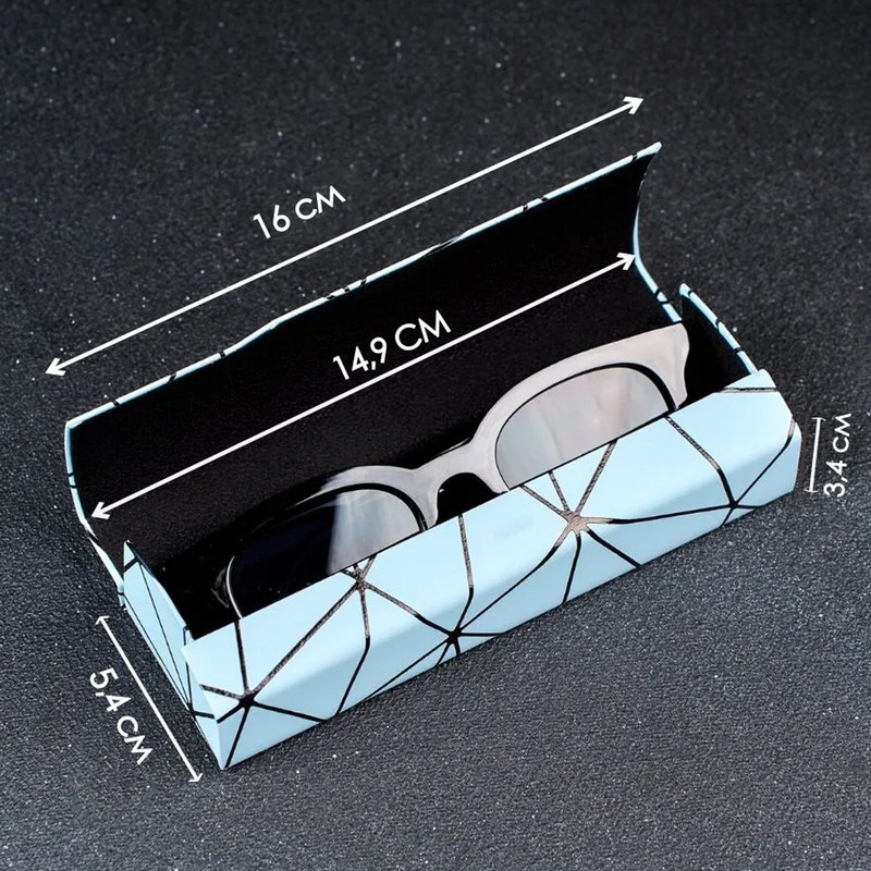 Premium Eyeglass Case - Retro Japanese Style - Sunglass Storage - Fashionable Geometric Pattern - Stylish Eyeglass Case - Durable and Shock-Resistant - Unisex - Blue - Image 4