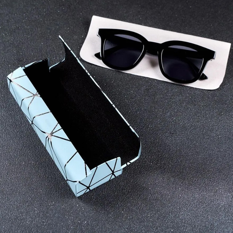 Premium Eyeglass Case - Retro Japanese Style - Sunglass Storage - Fashionable Geometric Pattern - Stylish Eyeglass Case - Durable and Shock-Resistant - Unisex - Blue - Image 5