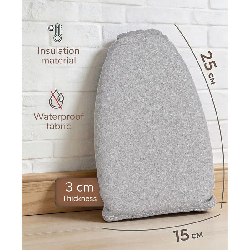 1 piece - Handheld ironing pad - Heat-resistant ironing mat - Portable ironing aid - Ironing tool - Steam glove with finger loops - Mini ironing board - Ironing board - Ironing pad - 24 x 15 cm - Gray - Image 2