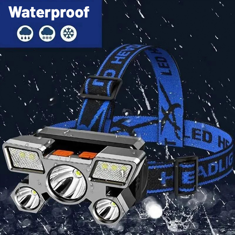 Outdoor Multi-Function LED Headlamp - 4-Level Dimmable Waterproof Headlamp - Head-Mounted Headlamp - Spotlight - Ideal for Night Fishing, Hiking, Camping, and Work - High-Power Flashlight - Gold - Image 4